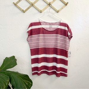 Sunday Women’s Striped Red Cap Sleeve Sweater Top Size L